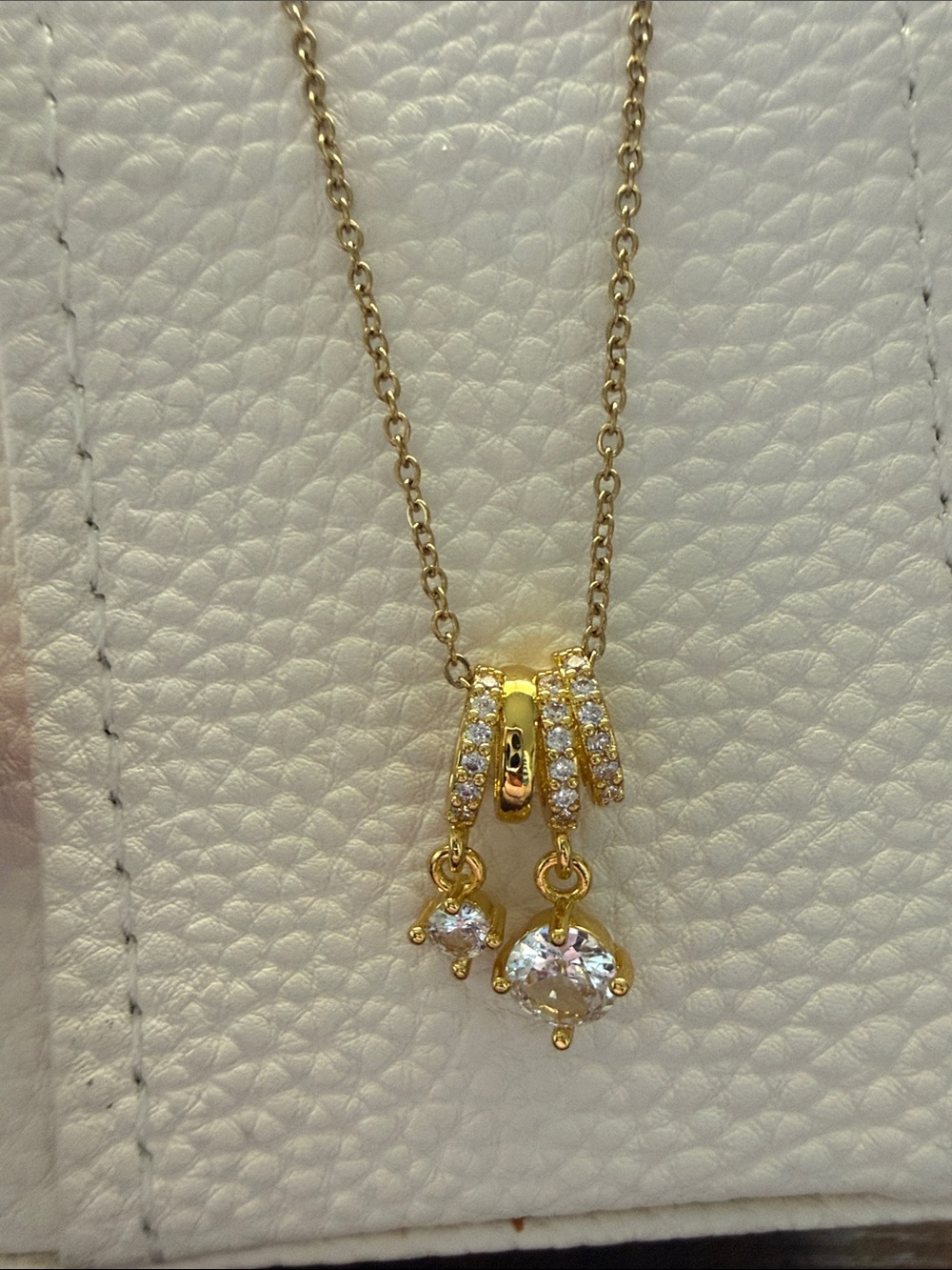 Gold-Plated Crystal Drop Pendant Necklace